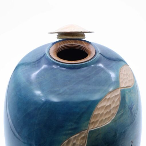 Phil Irons Blue Wooden Urn