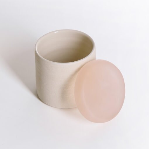 Glass Lidded Urn - Peach - Image 2