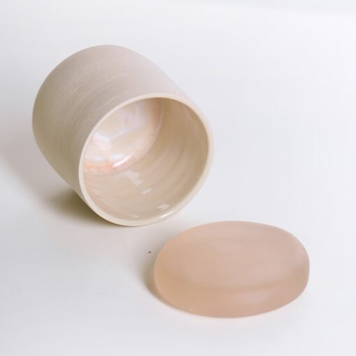 Glass Lidded Urn - Peach - Image 3