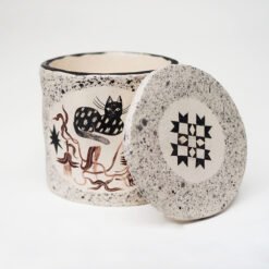 Cat Flowers Handmade Ceramic Pet Urn for Ashes Cat Memorial Cremation UK Evie May Adams Urn Studios Pets