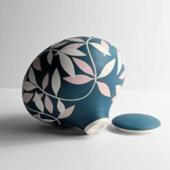 Leaf Ceramic Cremation Urn for Ashes Handmade Ceramic Cremation Urn for Ashes Pink Blue Leaf peel and reveal Georgie Gardiner Artistic urn studios