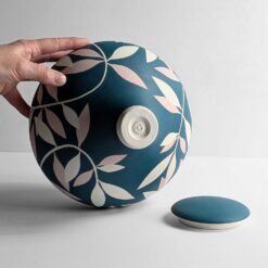Leaf Ceramic Cremation Urn for Ashes Handmade Ceramic Cremation Urn for Ashes Pink Blue Leaf peel and reveal Georgie Gardiner Artistic urn studios