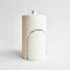 Porcelain Cremation Urn Lines V2 – white porcelain urn blue line design, handmade by Liz O’Dwyer - urn studios UK
