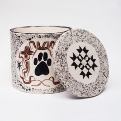 Paw Print in Flowers Pet Urn for Ashes Cat Dog Cremation Handmade in UK Evie May Adams Urn Studios Pets