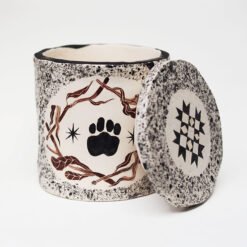 Paw Print in Twigs Handmade Ceramic Pet Urn for Ashes Cat Dog Cremation UK Evie May Adams Urn Studios Pets
