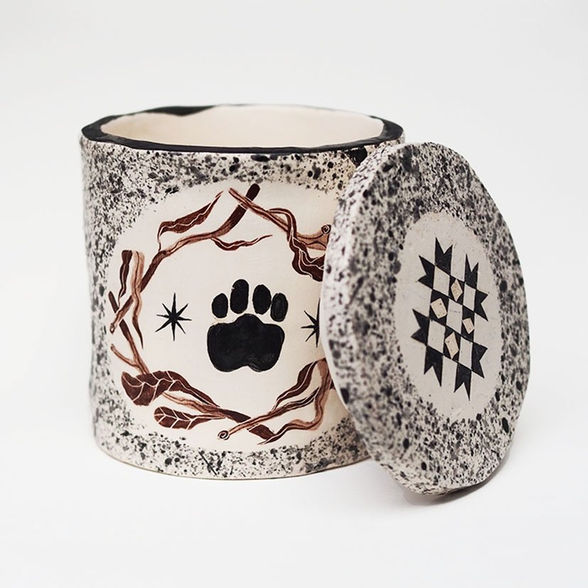 Paw Print in Twigs • Ceramic Pet Cremation Urn Paw Print in Twigs Handmade Ceramic Pet Urn for Ashes Cat Dog Cremation UK Evie May Adams Urn Studios Pets