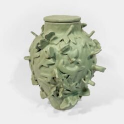 Fences • Leaves Relief Urn for Ashes Abbey Peters Fences Ceramic Cremation Urn Sculptural Urns for Ashes Handmade Artistic Urn Studios