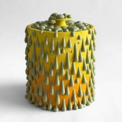 PK Ceramics Sunset Orange Gloppy Cremation Urn Modern Artistic Handmade Contemporary Funerary Urns Urn Studios