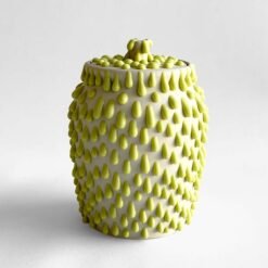 US Cremation Urns PK Ceramics Lime Green Gloppy Cremation Urn Artistic Handmade Contemporary Funerary Urns Urn Studios