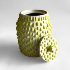 Gloopy • Lime Green Ceramic Keepsake Urn PK Ceramics Lime Green Gloppy Cremation Urn Artistic Handmade Contemporary Funerary Urns Urn Studios