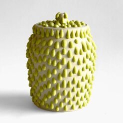 Gloopy • Lime Green Ceramic Keepsake Urn PK Ceramics Lime Green Gloppy Cremation Urn Artistic Handmade Contemporary Funerary Urns Urn Studios