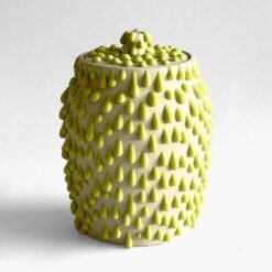 Gloopy • Lime Green Ceramic Keepsake Urn PK Ceramics Lime Green Gloppy Cremation Urn Artistic Handmade Contemporary Funerary Urns Urn Studios