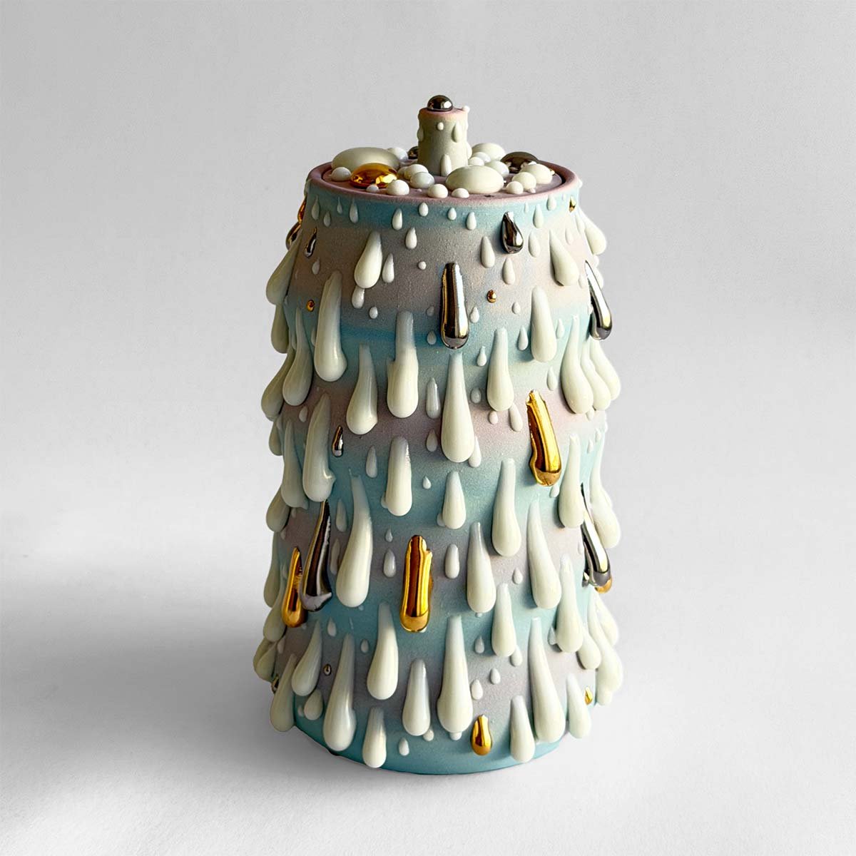 Gloopy • Turquoise Gold Cremation Urn for Ashes PK Ceramics Turquoise Gold Gloppy Cremation Urn Modern Artistic Handmade Contemporary Funerary Urns Urn Studios