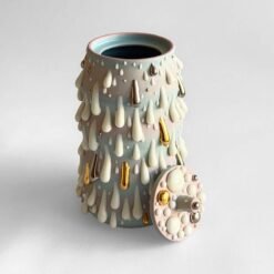 Gloopy • Turquoise Gold Cremation Urn for Ashes PK Ceramics Turquoise Gold Gloppy Cremation Urn Modern Artistic Handmade Contemporary Funerary Urns Urn Studios