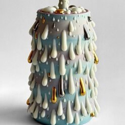 Gloopy • Turquoise Gold Cremation Urn for Ashes PK Ceramics Turquoise Gold Gloppy Cremation Urn Modern Artistic Handmade Contemporary Funerary Urns Urn Studios