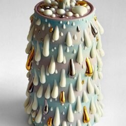 Gloopy • Turquoise Gold Cremation Urn for Ashes PK Ceramics Turquoise Gold Gloppy Cremation Urn Modern Artistic Handmade Contemporary Funerary Urns Urn Studios