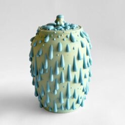 US Cremation Urns PK Ceramics Mint Green Gloppy Cremation Urn Modern Artistic Handmade Contemporary Funerary Urns Urn Studios