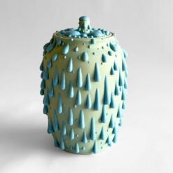 PK Ceramics Mint Green Gloppy Cremation Urn Modern Artistic Handmade Contemporary Funerary Urns Urn Studios