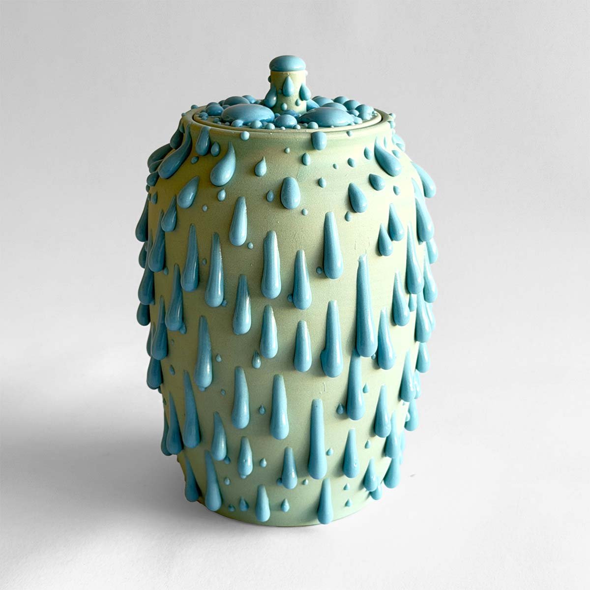 Gloopy • Mint Ceramic Cremation Urn PK Ceramics Mint Green Gloppy Cremation Urn Modern Artistic Handmade Contemporary Funerary Urns Urn Studios
