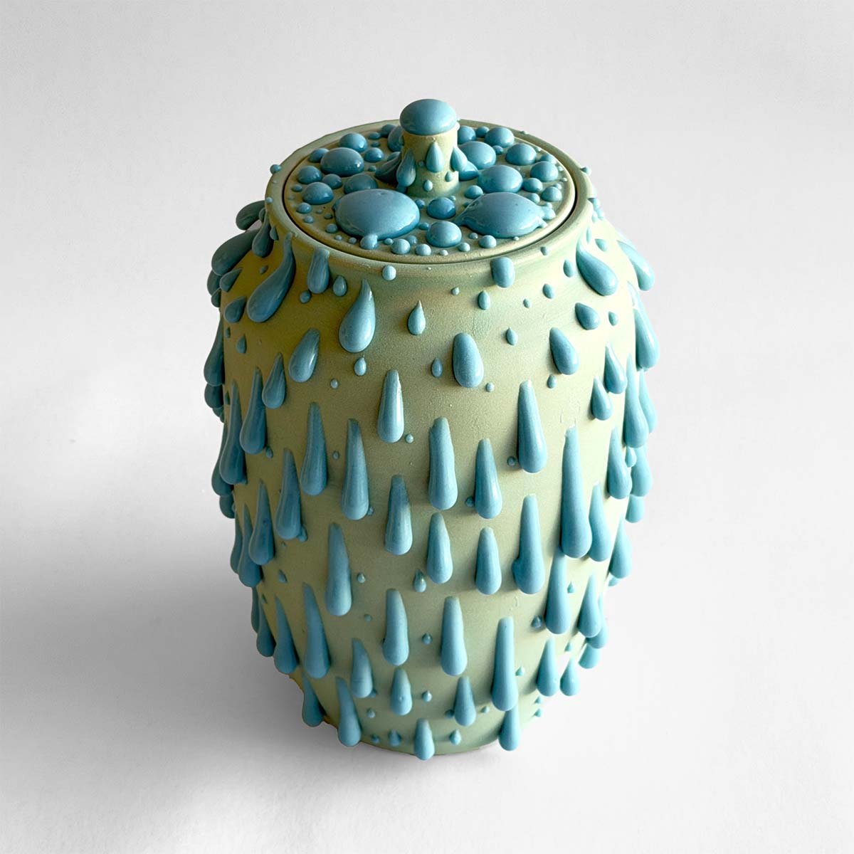 Gloopy • Mint Ceramic Cremation Urn PK Ceramics Mint Green Gloppy Cremation Urn Modern Artistic Handmade Contemporary Funerary Urns Urn Studios
