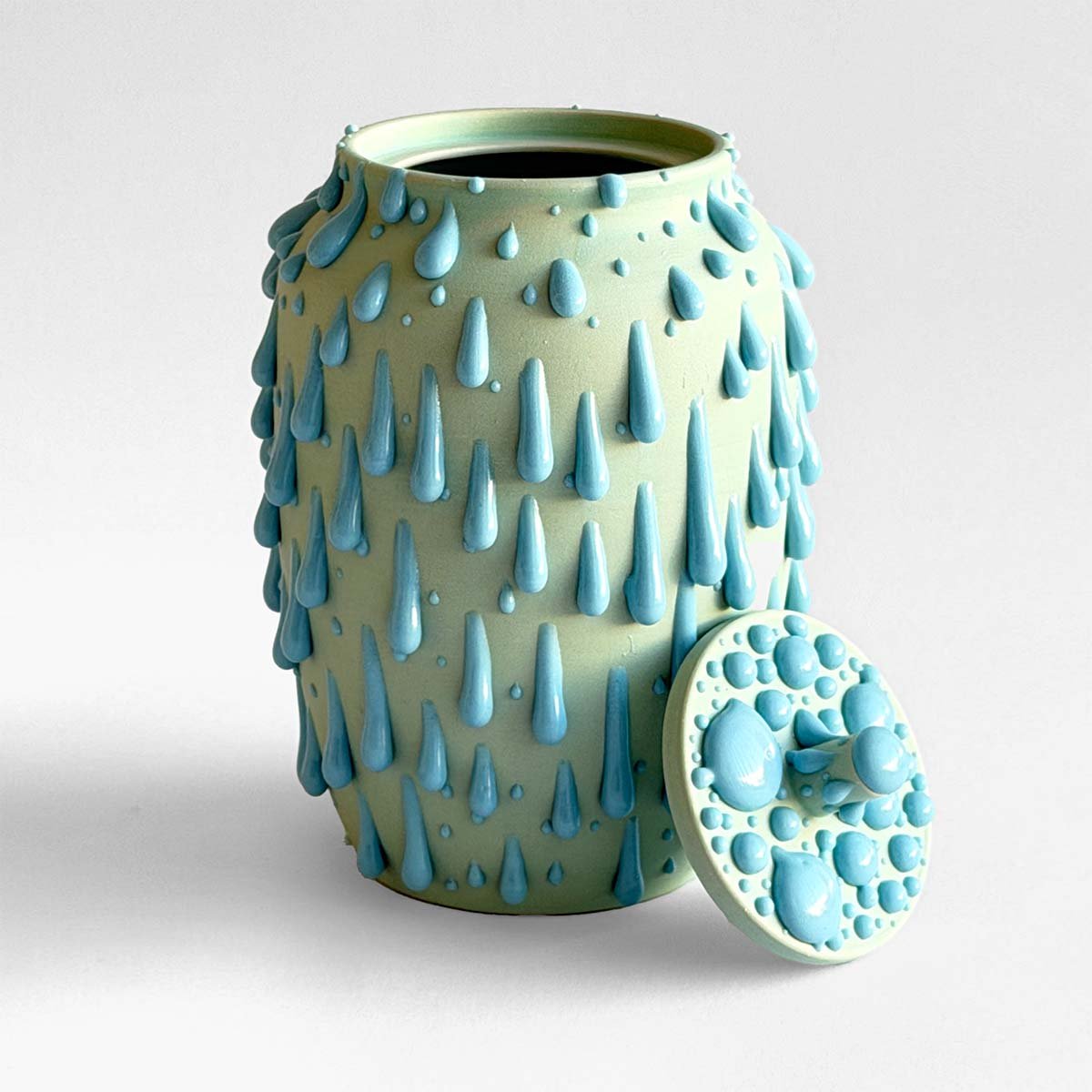 Gloopy • Mint Ceramic Cremation Urn PK Ceramics Mint Green Gloppy Cremation Urn Modern Artistic Handmade Contemporary Funerary Urns Urn Studios