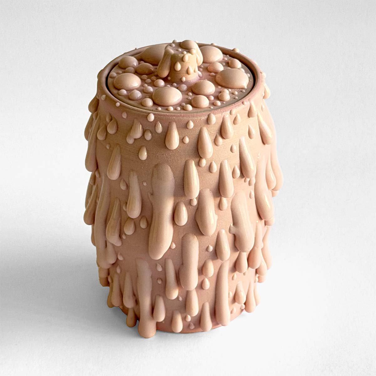 Gloopy • Pink Drops Keepsake Urn PK Ceramics Pink Gloppy Cremation Urn Modern Artistic Handmade Contemporary Funerary Urns Urn Studios