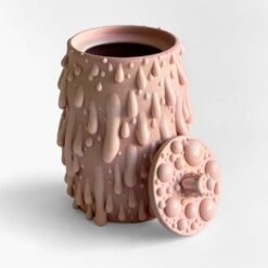 Gloopy • Pink Drops Keepsake Urn PK Ceramics Pink Gloppy Cremation Urn Modern Artistic Handmade Contemporary Funerary Urns Urn Studios