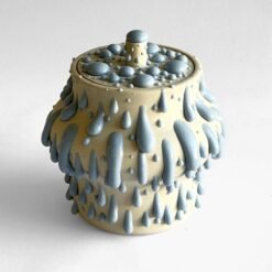 Gloopy • White Blue Ceramic Urn for Ashes PK Ceramics White Blue Gloppy Cremation Urn Artistic Handmade Contemporary Funerary Urns Urn Studios