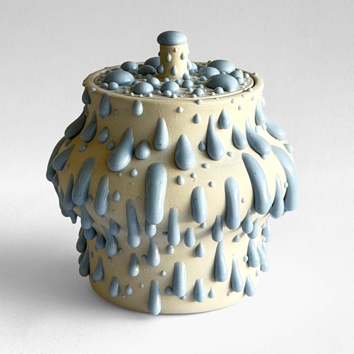 Gloopy • White Blue Ceramic Urn for Ashes PK Ceramics White Blue Gloppy Cremation Urn Artistic Handmade Contemporary Funerary Urns Urn Studios