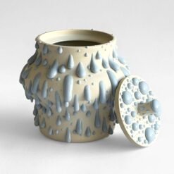 Gloopy • White Blue Ceramic Urn for Ashes PK Ceramics White Blue Gloppy Cremation Urn Artistic Handmade Contemporary Funerary Urns Urn Studios
