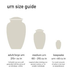 Gloopy • Lime Green Ceramic Keepsake Urn Urn size guide for ashes comparing keepsake, medium, and adult cremation urn sizes in cubic inches