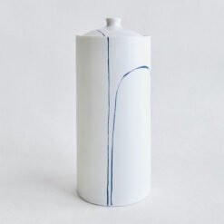 Liz O'Dwyer Porcelain Cremation Urn Blue Line White Urn Studios Handmade Artistic Urns UK