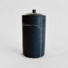 Porcelain Cremation Urn Lines V5 – black porcelain urn blue line design, handmade by Liz O’Dwyer - urn studios UK