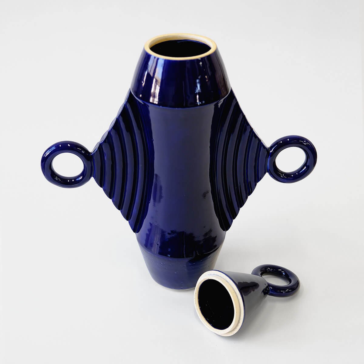 Royal Blue Dune Ceramic Cremation Urn Beginner Ceramics Handmade Artistic Cremation Vessel Large Royal Blue Urn Studios USA