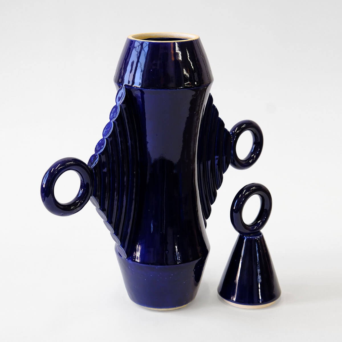 Royal Blue Dune Ceramic Cremation Urn Beginner Ceramics Handmade Artistic Cremation Vessel Large Royal Blue Urn Studios USA