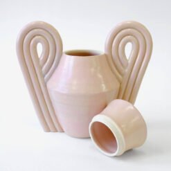 Beginner Ceramics Handmade Artistic Cremation Vessel Medium Peach Urn Studios USA