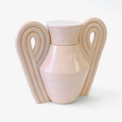 Beginner Ceramics Handmade Artistic Cremation Vessel Medium Peach Urn Studios USA