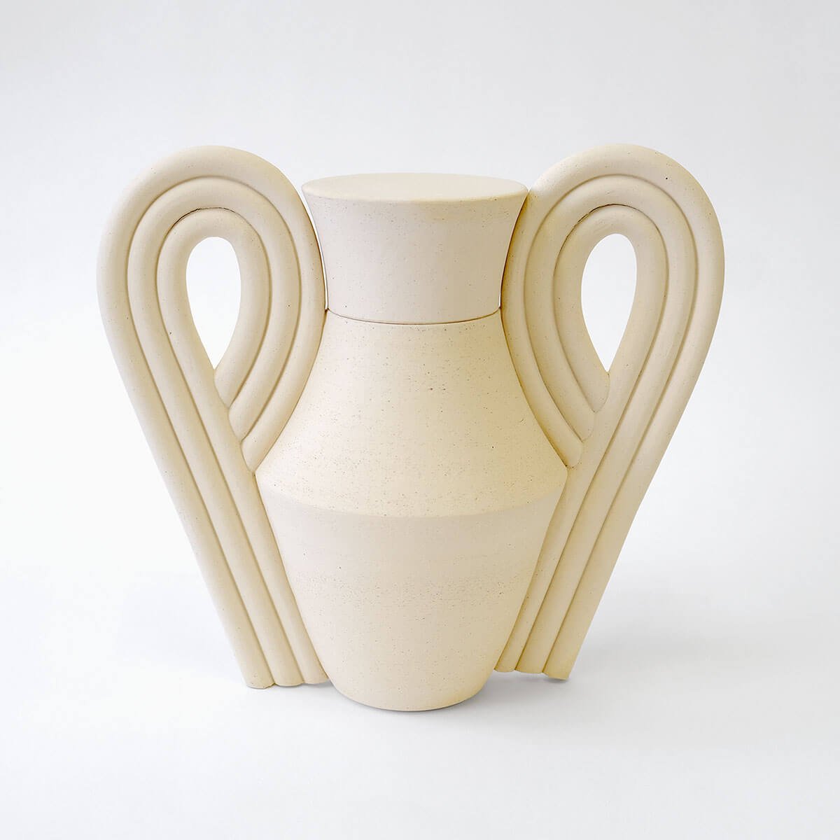 Sand Whirling Ceramic Urn for Ashes Beginner Ceramics Handmade Artistic Cremation Vessel Medium Sand Urn Studios USA