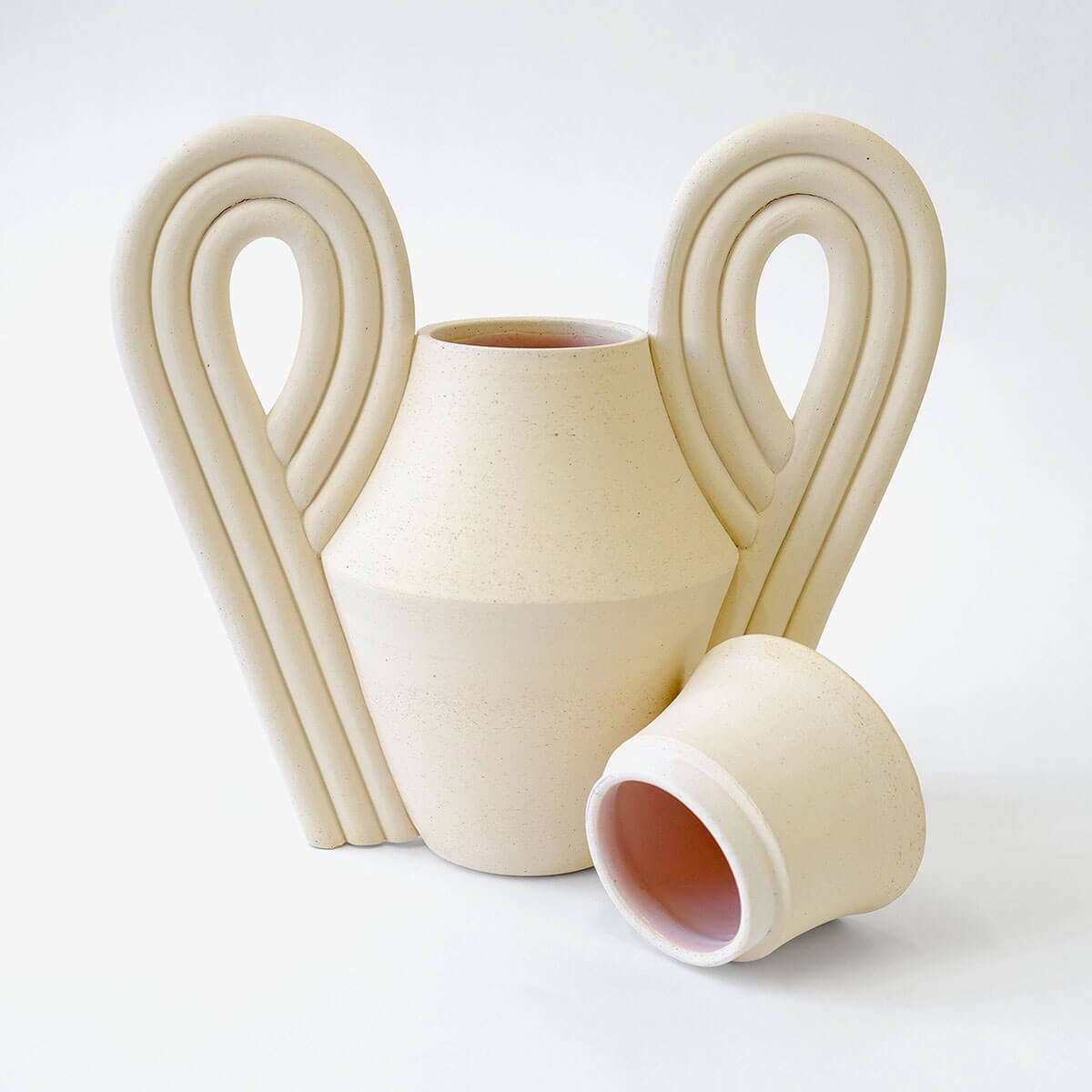 Sand Whirling Ceramic Urn for Ashes Beginner Ceramics Handmade Artistic Cremation Vessel Medium Sand Urn Studios USA