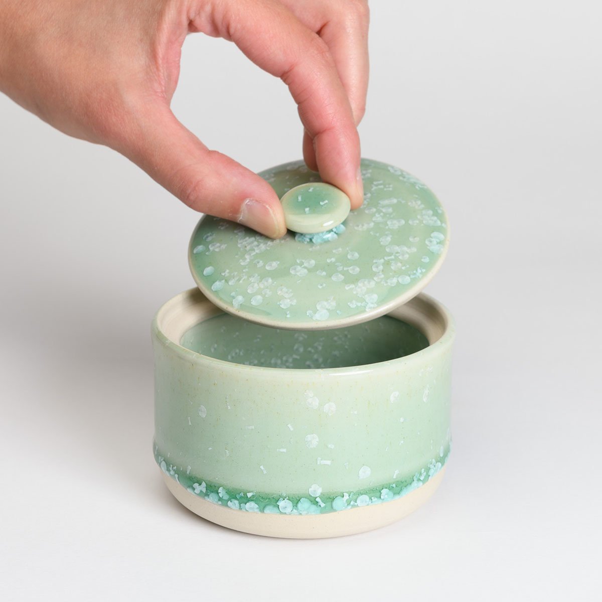 Small Cremation Urn • Crystal Mint Crystal Mint Green Ceramic Cremation Urns Handmade Small Keepsake Urn Studios