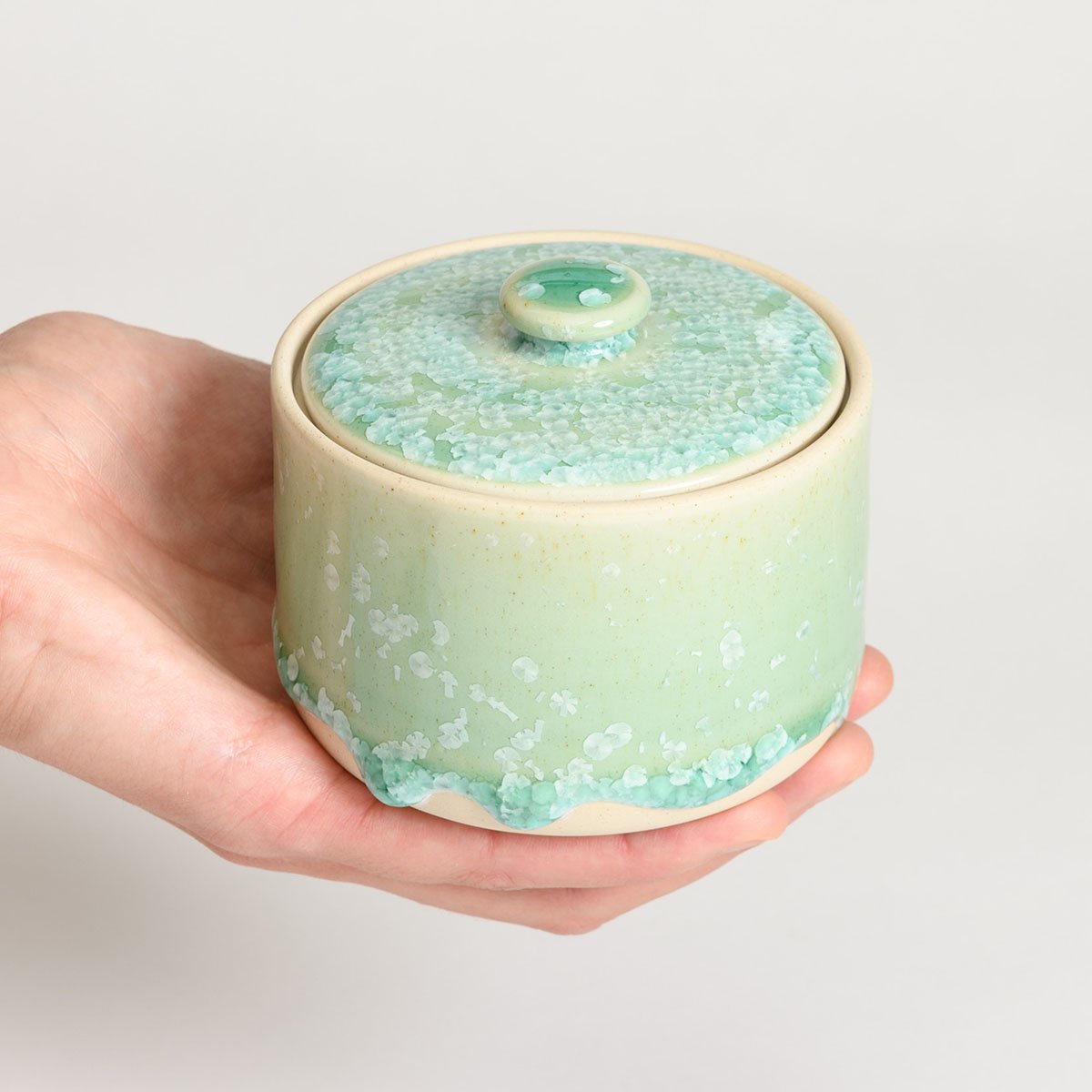 Small Cremation Urn • Crystal Mint Crystal Mint Green Ceramic Cremation Urns Handmade Small Keepsake Urn Studios