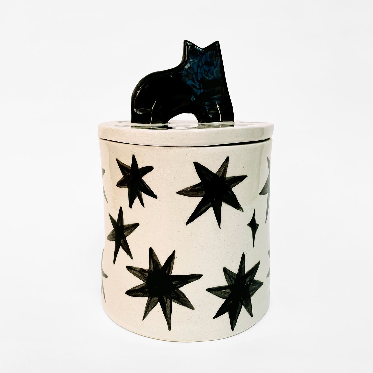 Dreams • Ceramic Cat Cremation Urn Anna Soba Cat Urn Studios Pets Dreams Stars Moons Black & White Cremation UK