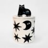 Dreams • Ceramic Cat Cremation Urn Anna Soba Cat Urn Studios Pets Dreams Stars Moons Black & White Cremation UK