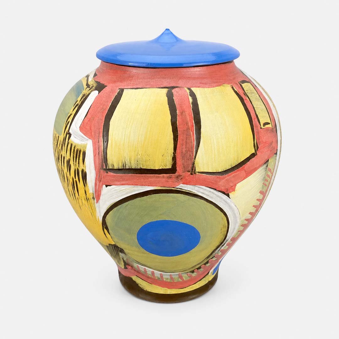 Palette • Cremation Urn for Ashes Róbert Bende Artistic Ceramic Cremation Urn for Ashes Handpainted Palette Colourful Urn Studios UK