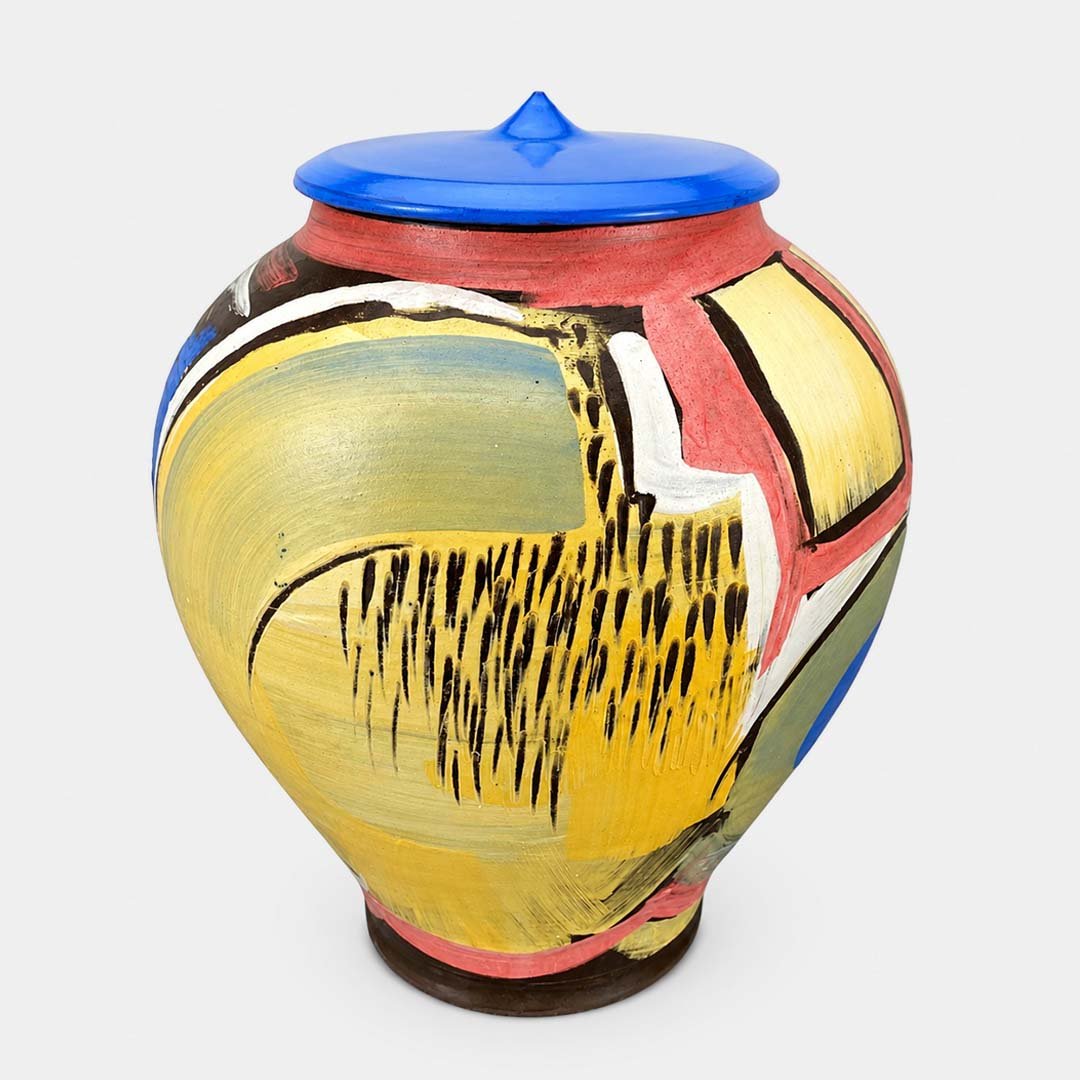 Palette • Cremation Urn for Ashes Róbert Bende Artistic Ceramic Cremation Urn for Ashes Handpainted Palette Colourful Urn Studios UK