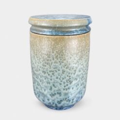 Robert Bende Crystal Ceramic Cremation Urn for Ashes Handmade in UK Urn Studios Pale Blue Beige Urns