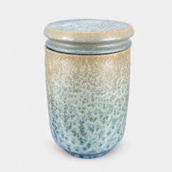 Crystal Tide • Ceramic Cremation Urn Robert Bende Crystal Ceramic Cremation Urn for Ashes Handmade in UK Urn Studios Pale Blue Beige Urns
