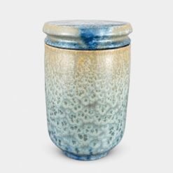 Robert Bende Crystal Ceramic Cremation Urn for Ashes Handmade in UK Urn Studios Pale Blue Beige Urns