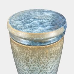 Crystal Tide • Ceramic Cremation Urn Robert Bende Crystal Ceramic Cremation Urn for Ashes Handmade in UK Urn Studios Pale Blue Beige Urns