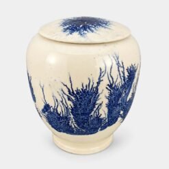 Robert Bende Cobolt Blue Ink Ceramic Cremation Urn for Ashes UK Urn Studios Artistic Handmade